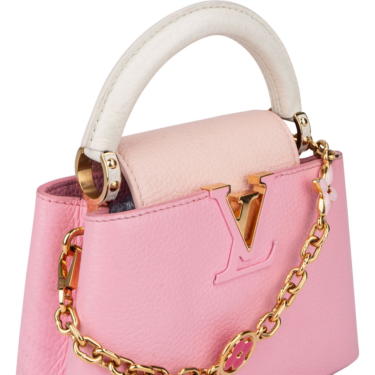 Louis Vuitton Louis Vuitton Bicolor Taurillon Flower Chain Mini Capucines Handbag Rood