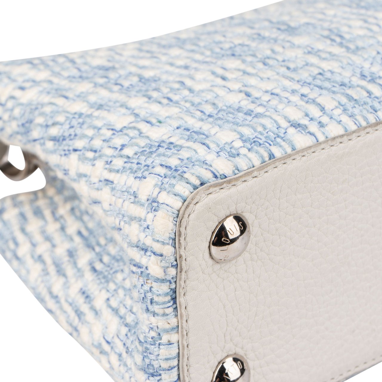 Louis Vuitton Louis Vuitton Bleu Blanco Tweed Capucines BB Handbag Blauw