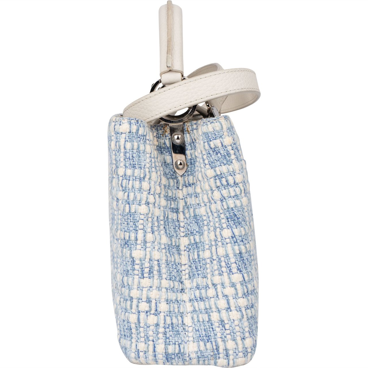 Louis Vuitton Louis Vuitton Bleu Blanco Tweed Capucines BB Handbag Blauw