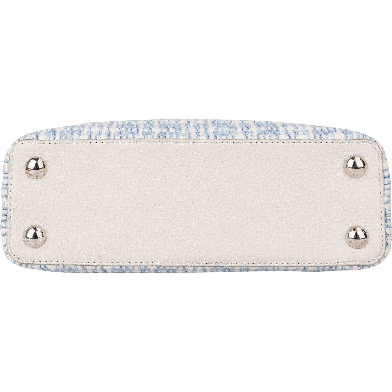 Louis Vuitton Bleu Blanco Tweed Capucines BB Handbag Blauw