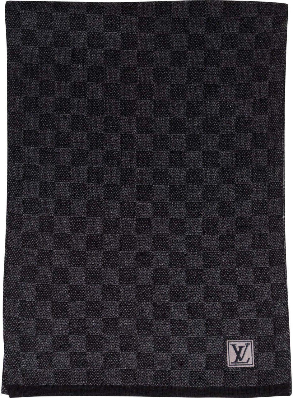 Louis Vuitton Louis Vuitton Black Damier Wool Monogram Scarf Schal Zwart