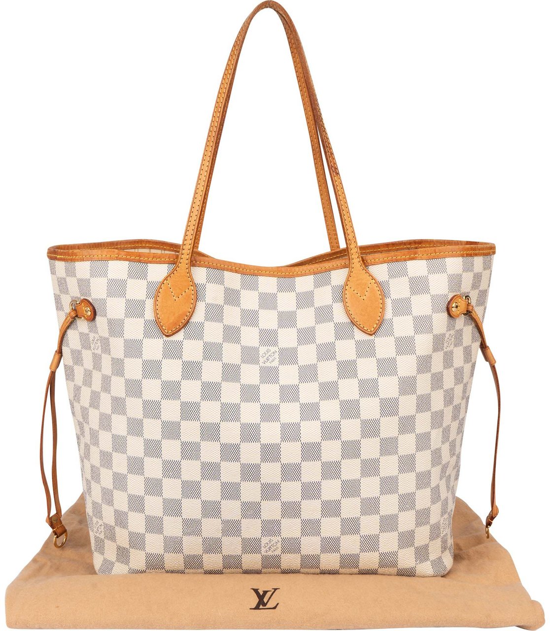 Louis Vuitton Louis Vuitton Damier Azur Monogram Neverfull MM Shopper Handbag Wit