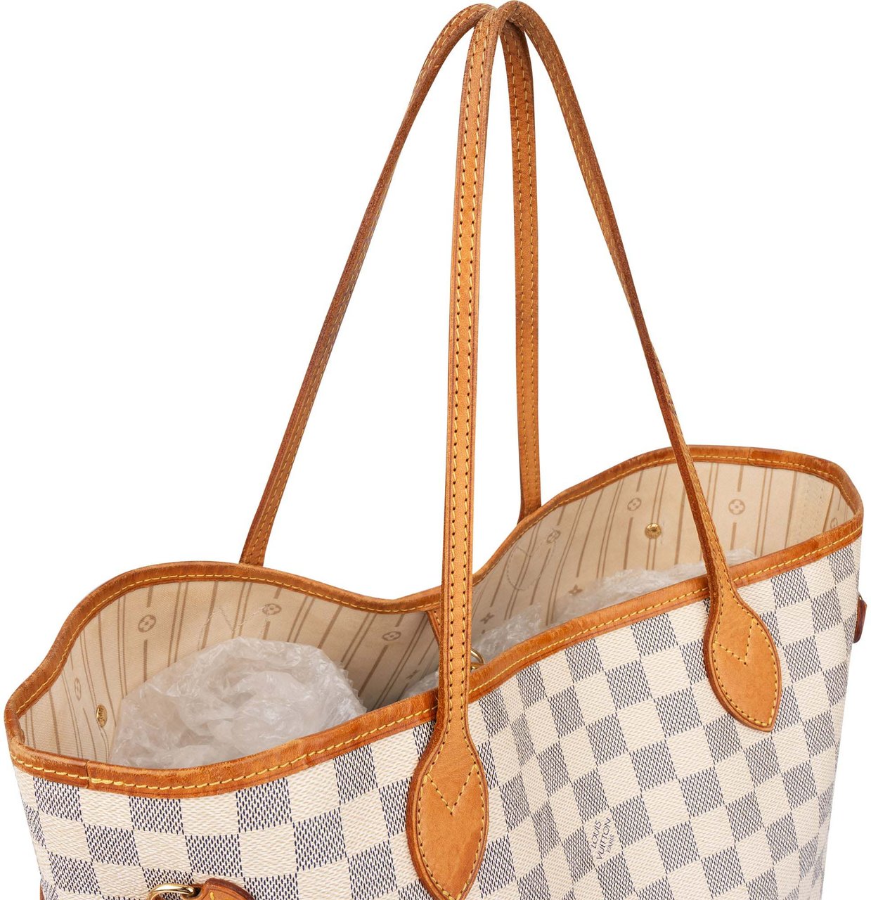 Louis Vuitton Louis Vuitton Damier Azur Monogram Neverfull MM Shopper Handbag Wit