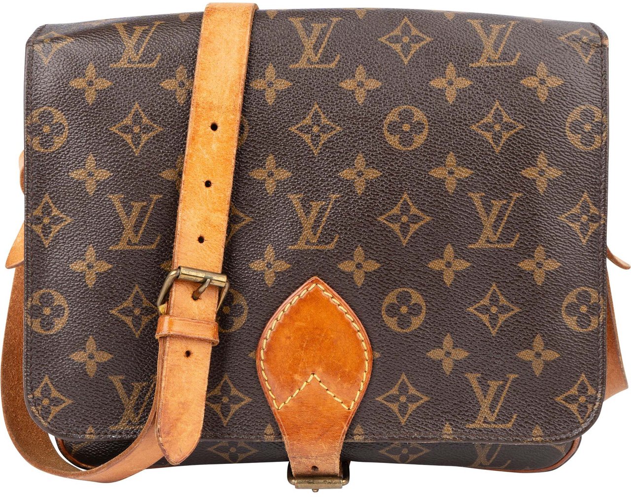Louis Vuitton Louis Vuitton Canvas Monogram Cartouchiere GM Crossbody Bag Bruin