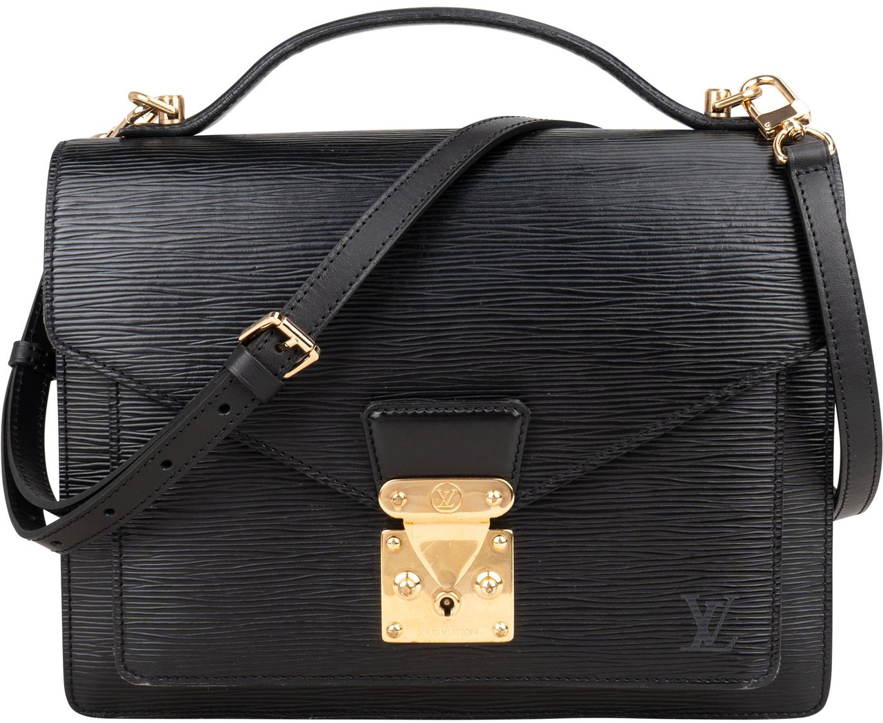 Louis Vuitton Louis Vuitton Noir Epi Leather Monceau Handbag Zwart