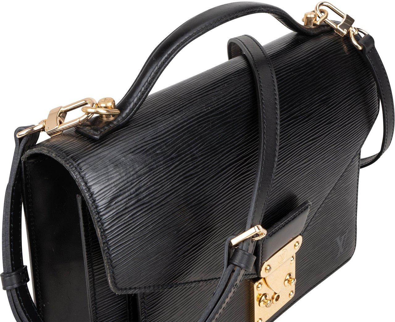 Louis Vuitton Louis Vuitton Noir Epi Leather Monceau Handbag Zwart