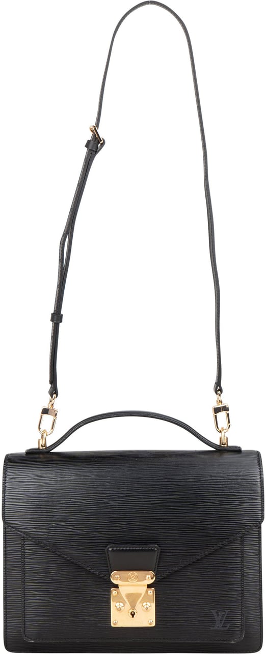 Louis Vuitton Louis Vuitton Noir Epi Leather Monceau Handbag Zwart