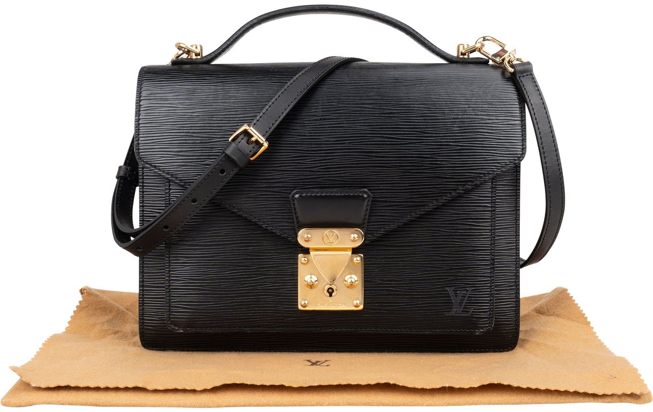 Louis Vuitton Louis Vuitton Noir Epi Leather Monceau Handbag Zwart