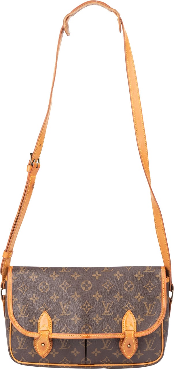 Louis Vuitton Canvas Monogram Gibeciere PM Crossbody Bag Bruin