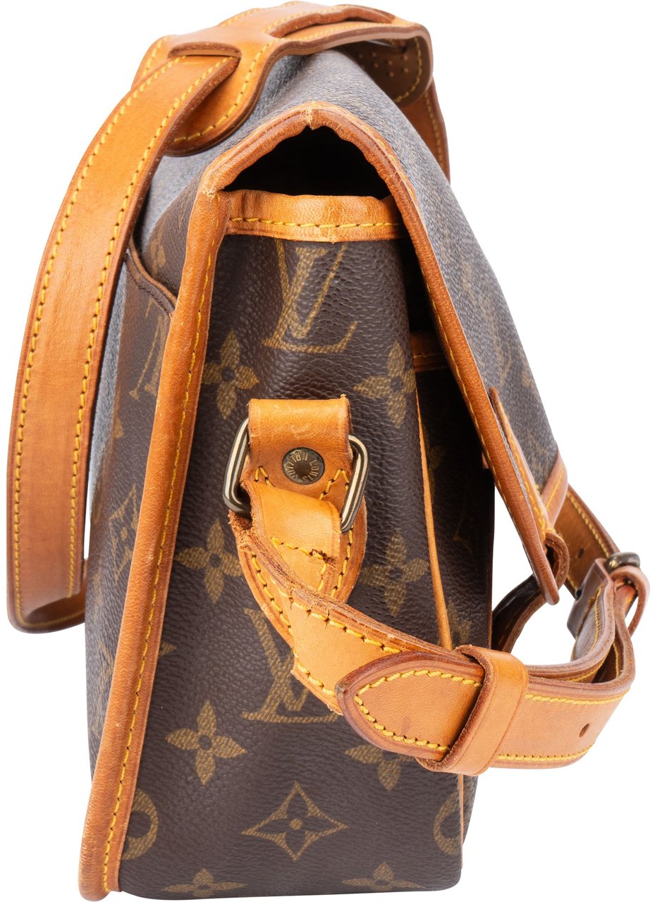 Louis Vuitton Canvas Monogram Gibeciere PM Crossbody Bag Bruin