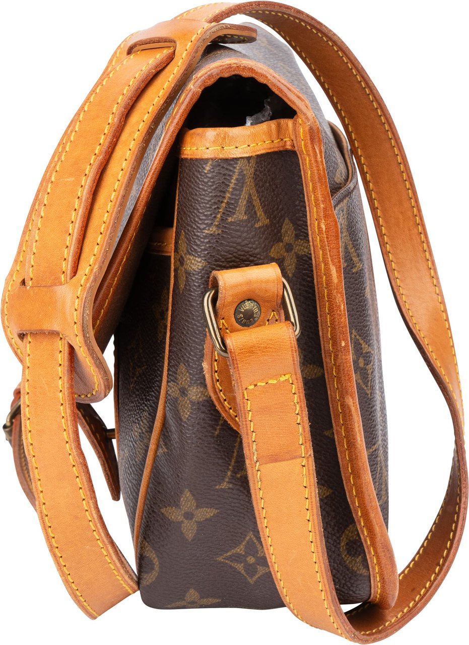 Louis Vuitton Canvas Monogram Gibeciere PM Crossbody Bag Bruin