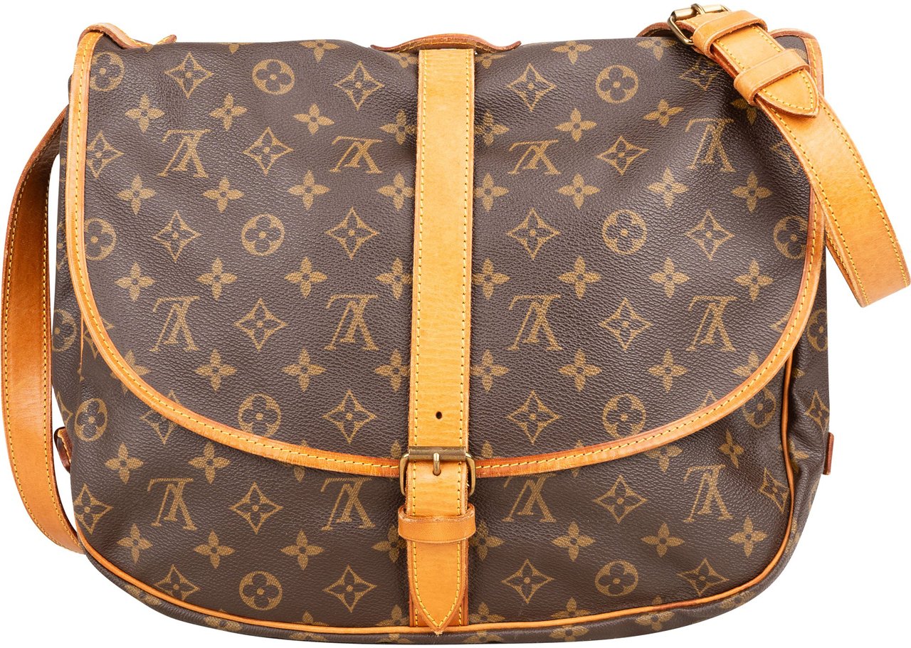 Louis Vuitton Louis Vuitton Canvas Monogram Saumur 35 Crossbody Bag Bruin