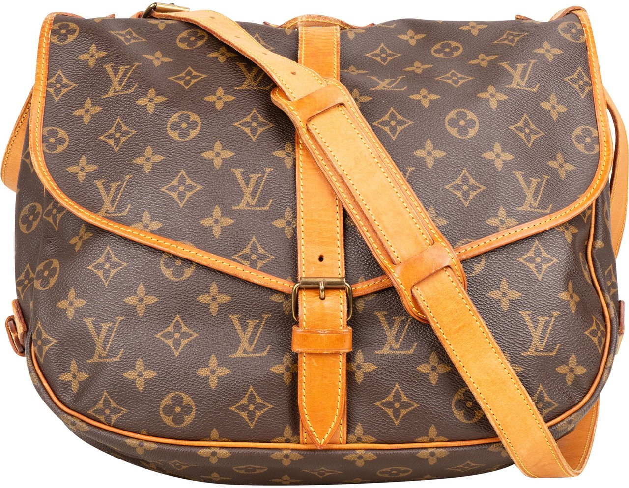 Louis Vuitton Louis Vuitton Canvas Monogram Saumur 35 Crossbody Bag Bruin