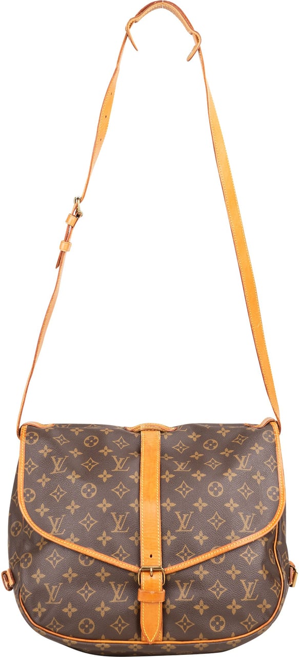 Louis Vuitton Louis Vuitton Canvas Monogram Saumur 35 Crossbody Bag Bruin