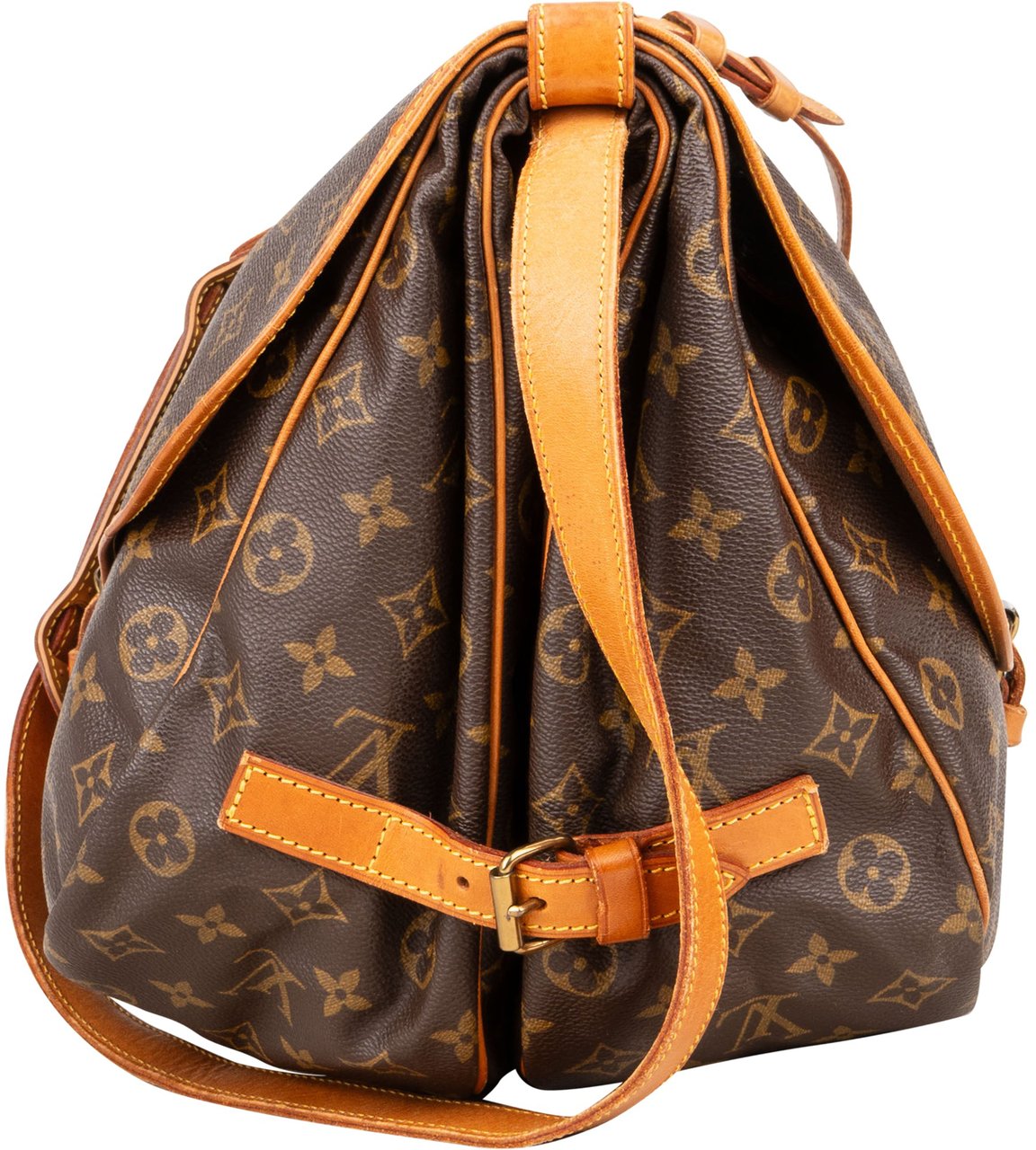 Louis Vuitton Louis Vuitton Canvas Monogram Saumur 35 Crossbody Bag Bruin