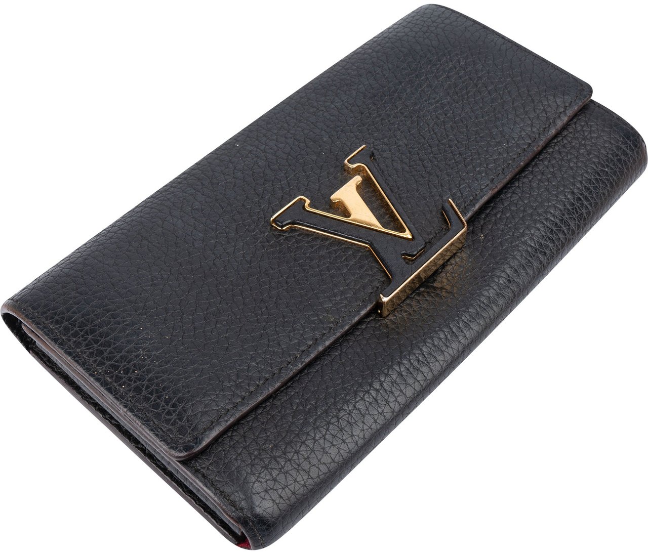 Louis Vuitton Louis Vuitton Taurillon Leather Capucines Wallet Zwart