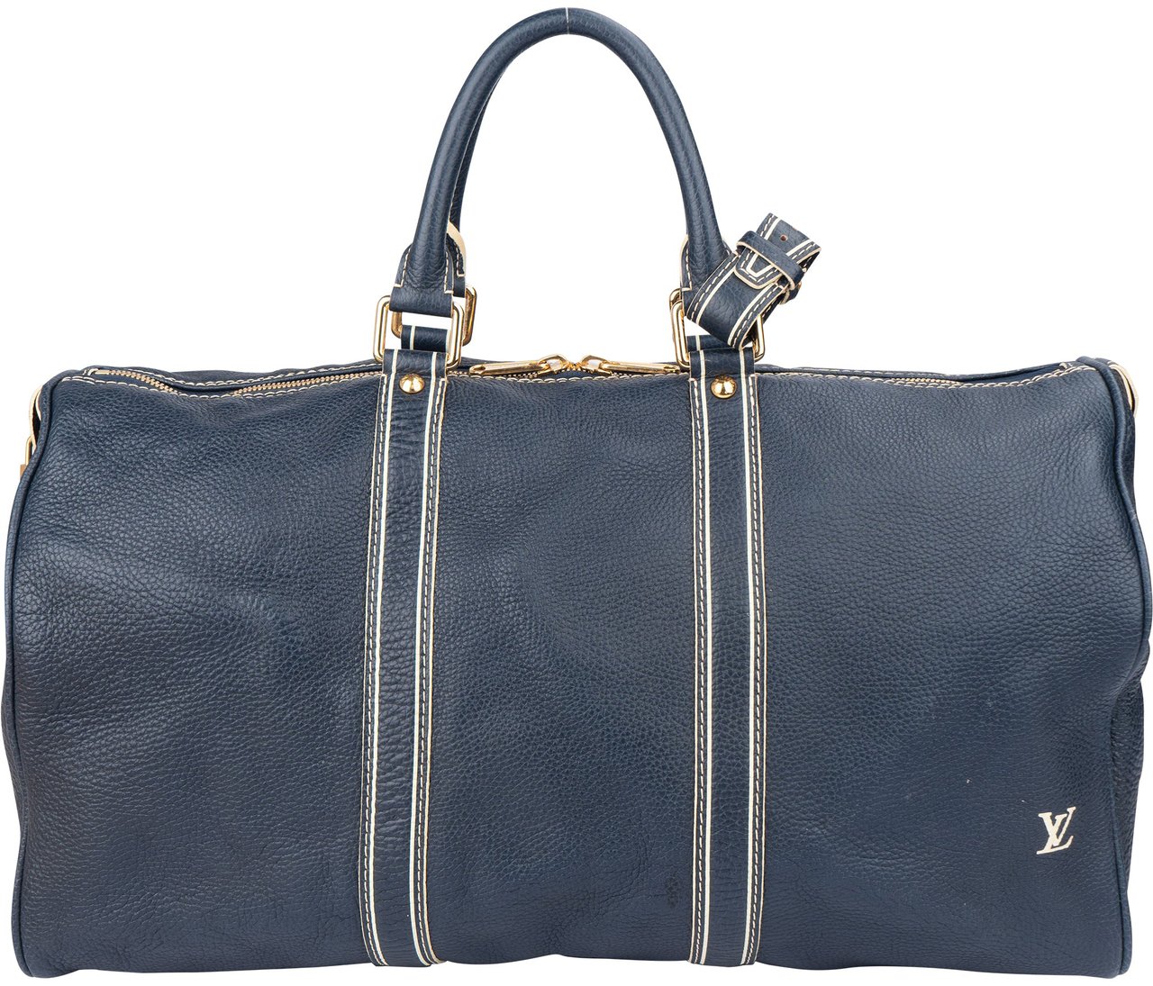 Louis Vuitton Louis Vuitton Premium Navy Tobago Leather Keepall 50 Blauw