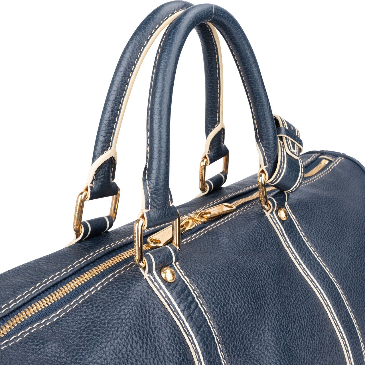 Louis Vuitton Louis Vuitton Premium Navy Tobago Leather Keepall 50 Blauw
