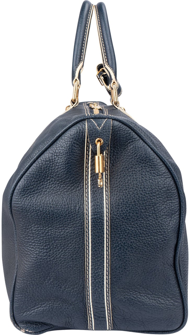 Louis Vuitton Louis Vuitton Premium Navy Tobago Leather Keepall 50 Blauw