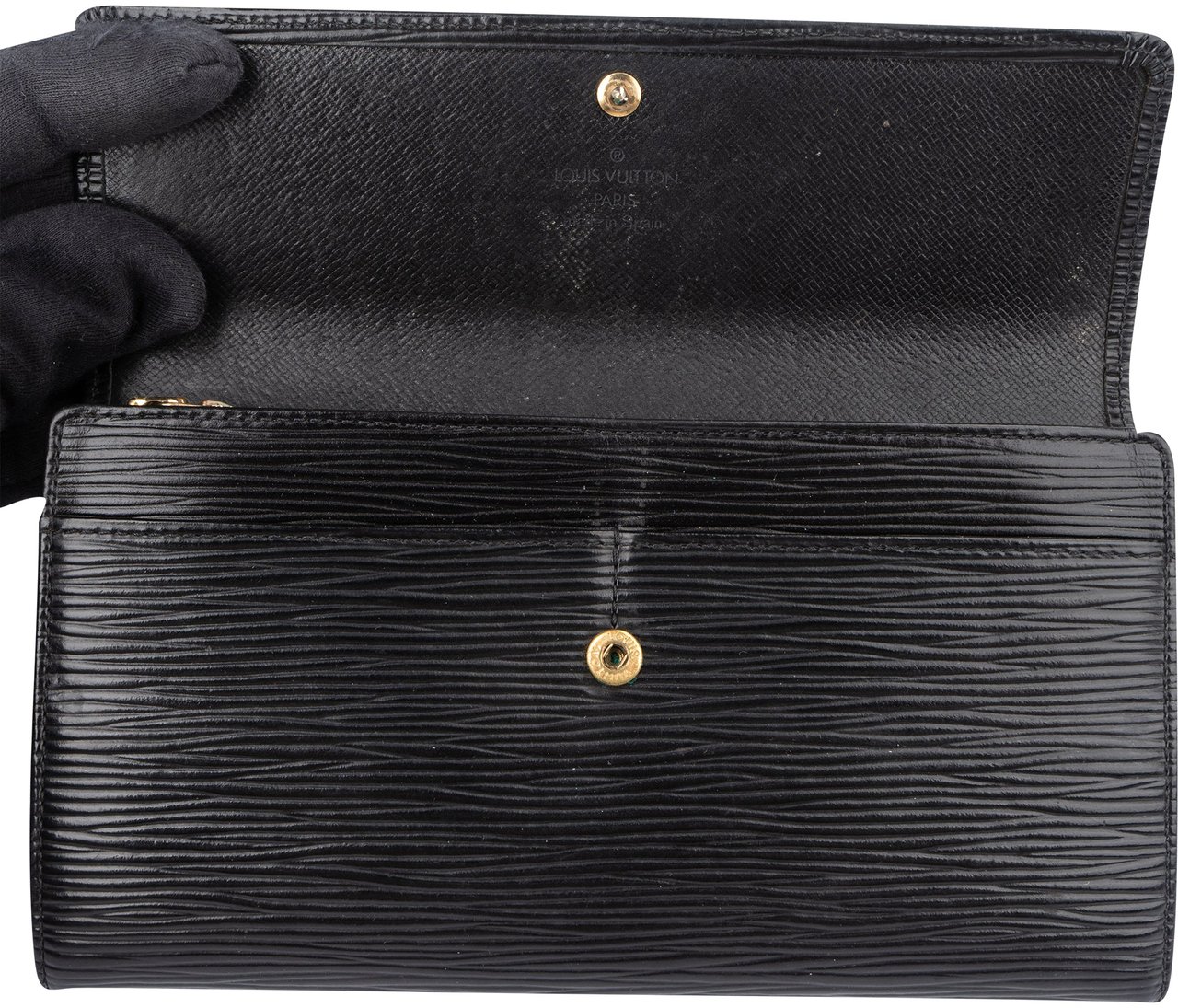 Louis Vuitton Louis Vuitton Noir Epi Leather Sarah Wallet Zwart