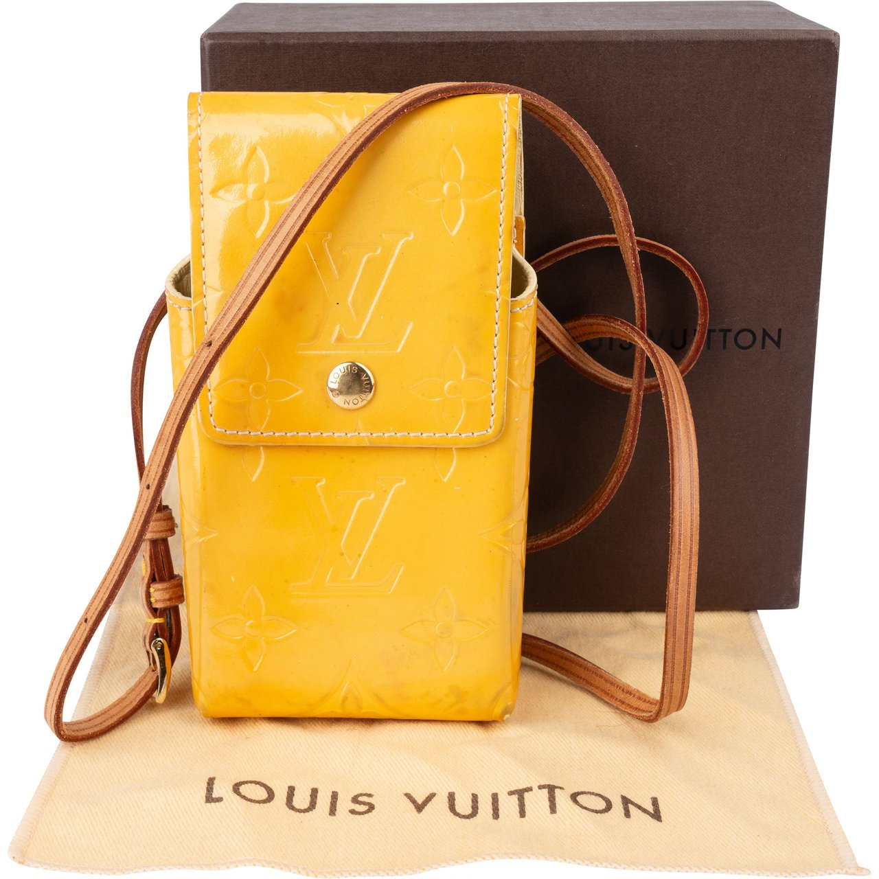 Louis Vuitton Louis Vuitton Vernis Monogram Cigarettes Mini Crossbody Bag Geel