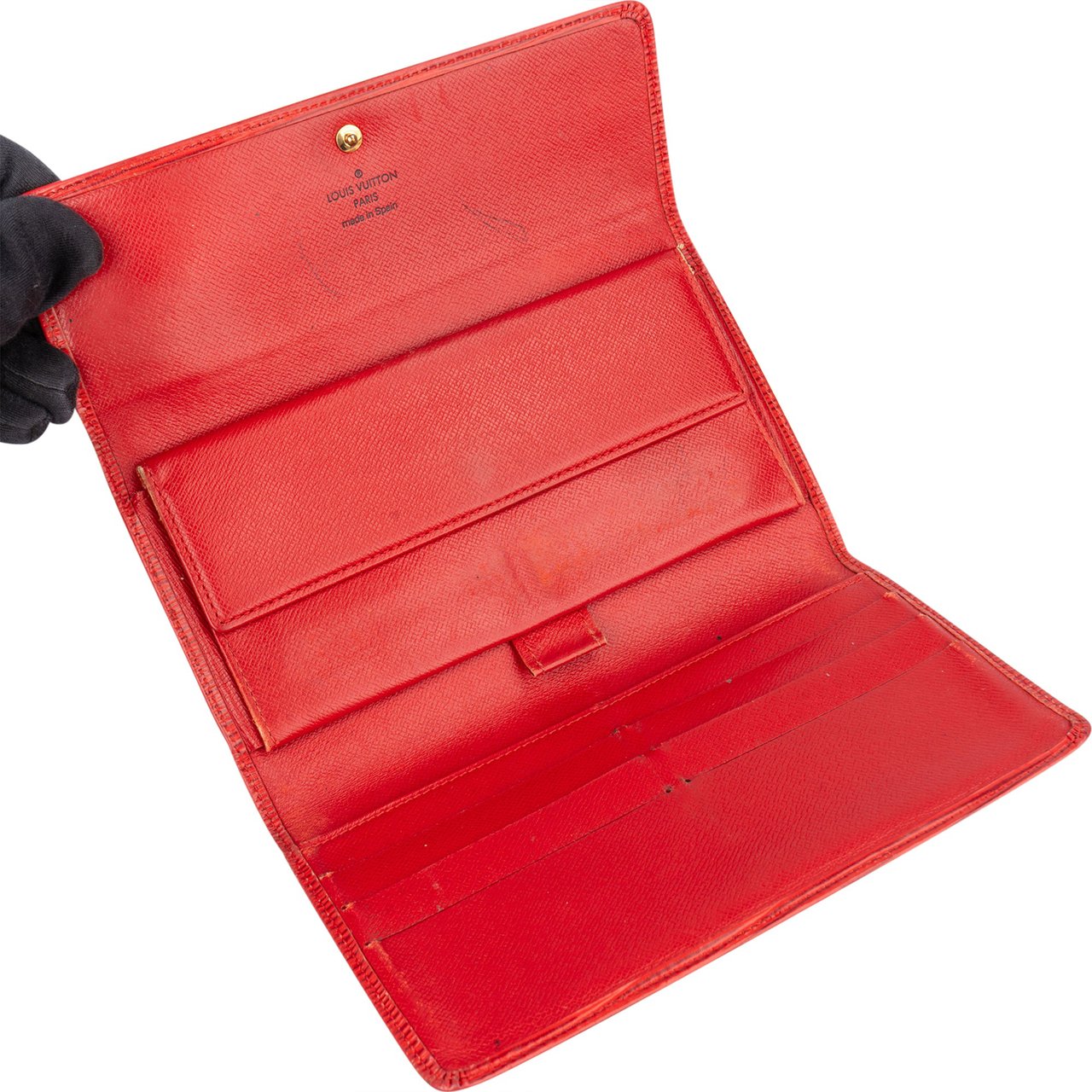 Louis Vuitton Louis Vuitton Rouge Epi Leather Sarah Wallet Rood