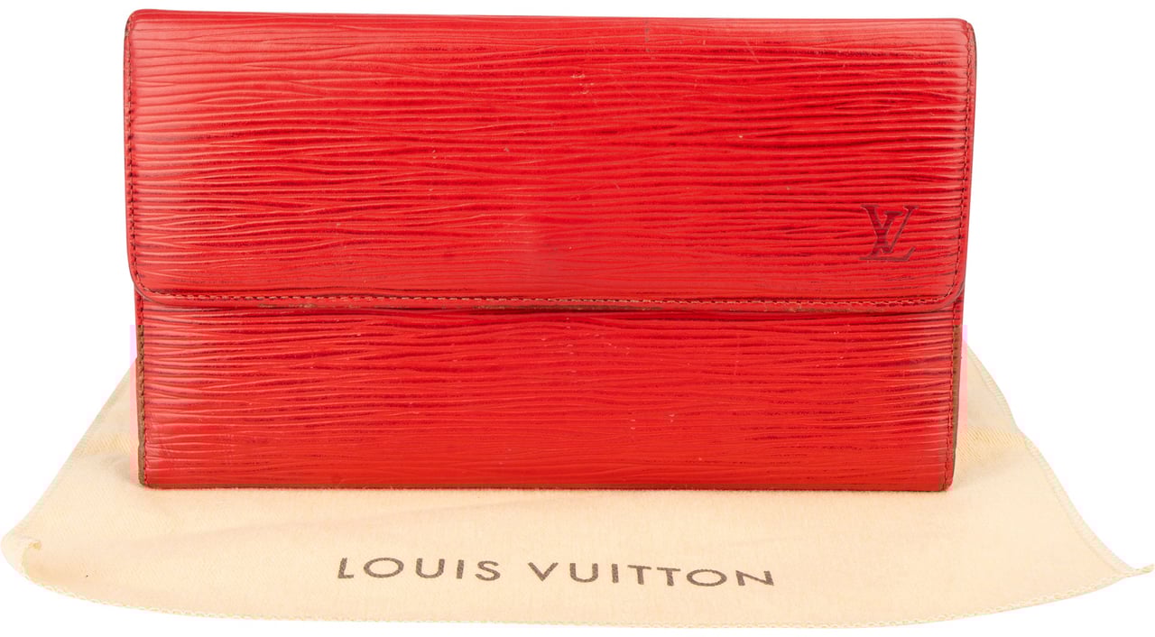 Louis Vuitton Louis Vuitton Rouge Epi Leather Sarah Wallet Rood