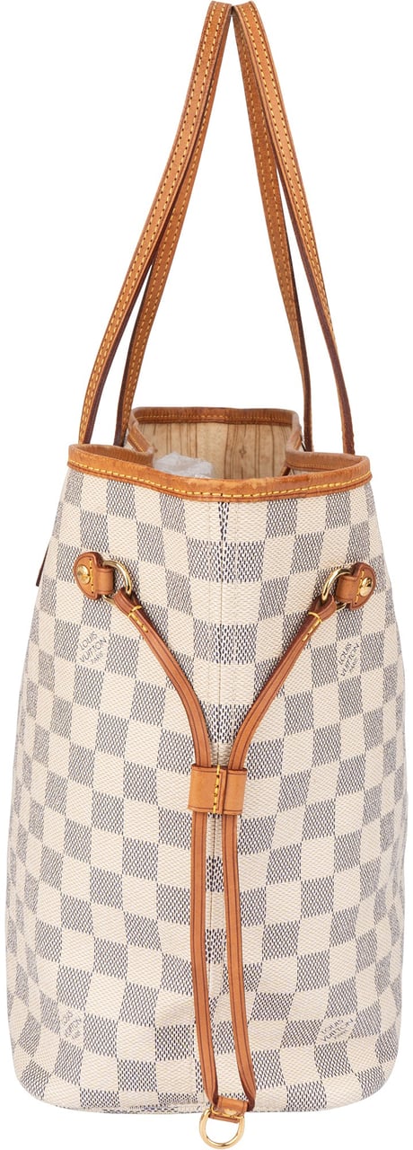 Louis Vuitton Damier Azur Monogram Neverfull MM Shopper Handbag Wit