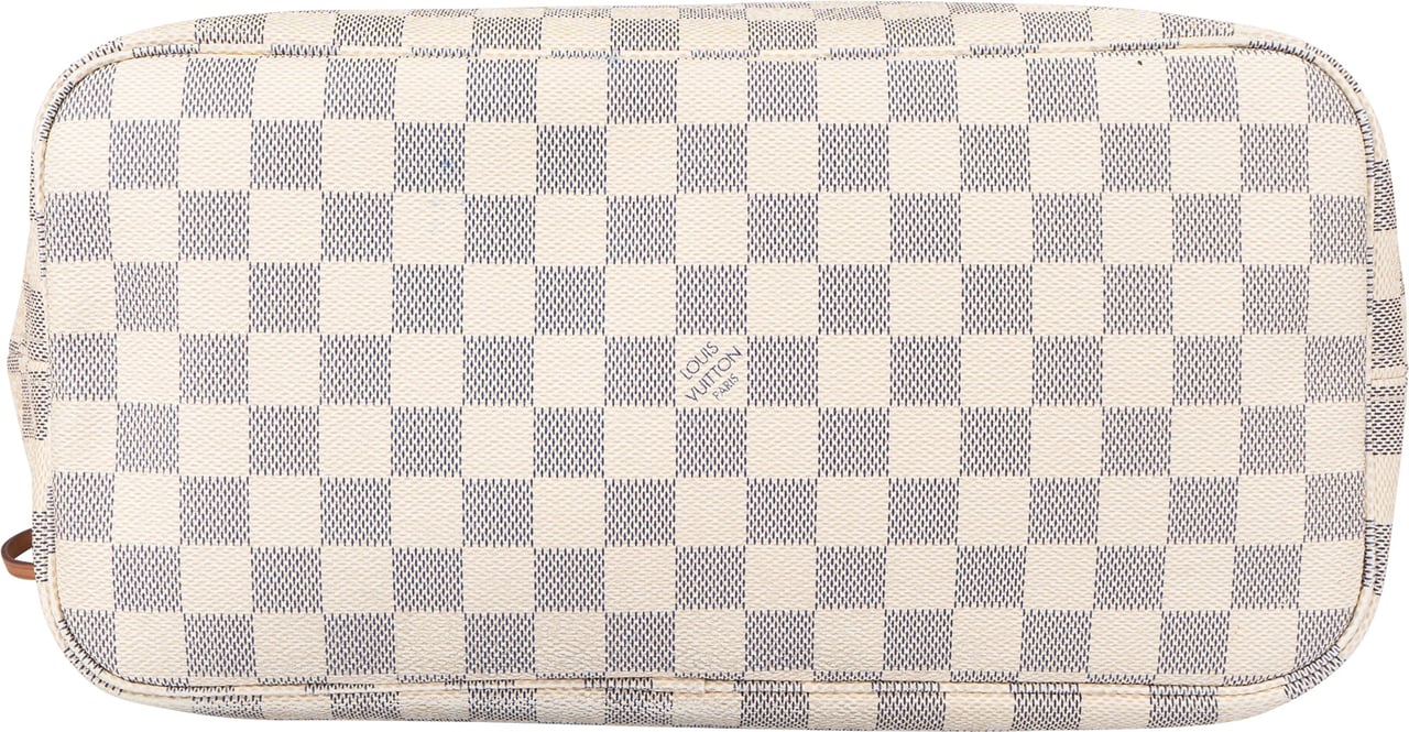 Louis Vuitton Damier Azur Monogram Neverfull MM Shopper Handbag Wit
