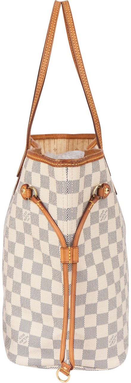 Louis Vuitton Damier Azur Monogram Neverfull MM Shopper Handbag Wit