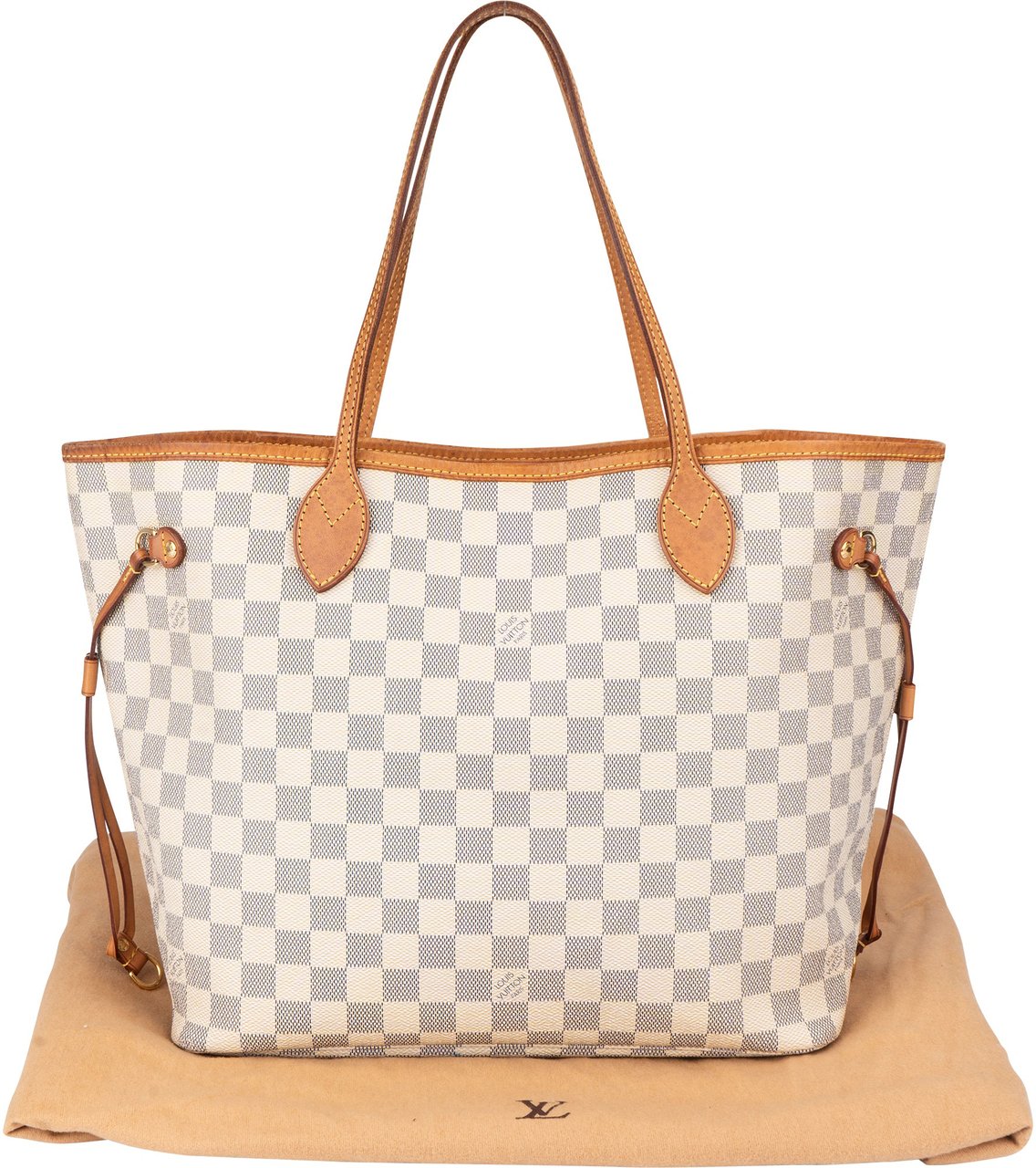 Louis Vuitton Damier Azur Monogram Neverfull MM Shopper Handbag Wit