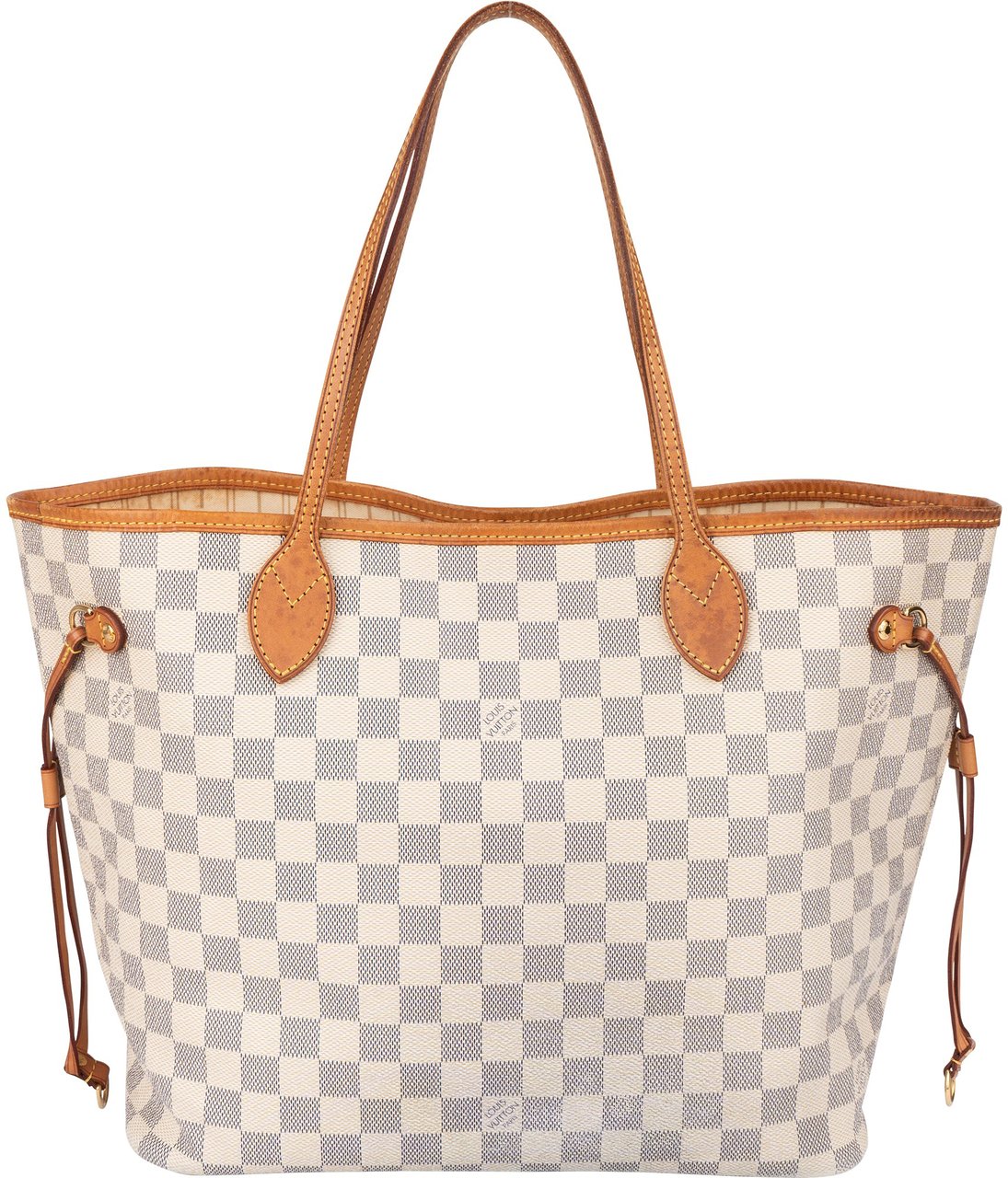 Louis Vuitton Damier Azur Monogram Neverfull MM Shopper Handbag Wit