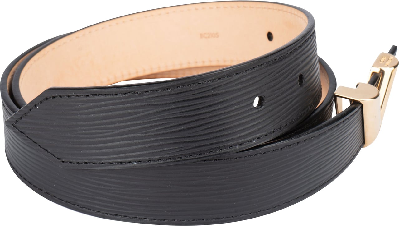 Louis Vuitton Louis Vuitton Noir Epi Leather V Women Belt (80) Zwart