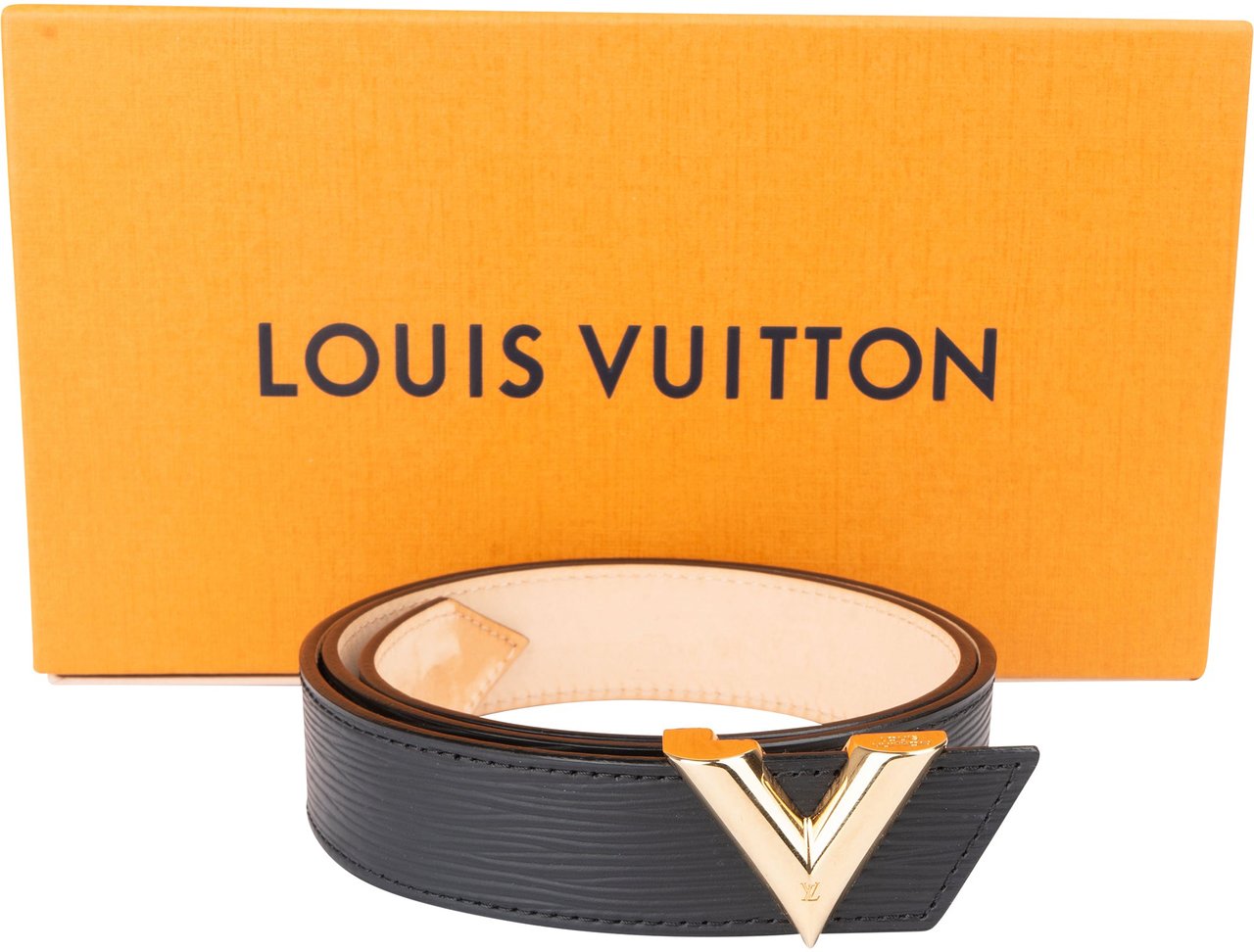 Louis Vuitton Louis Vuitton Noir Epi Leather V Women Belt (80) Zwart