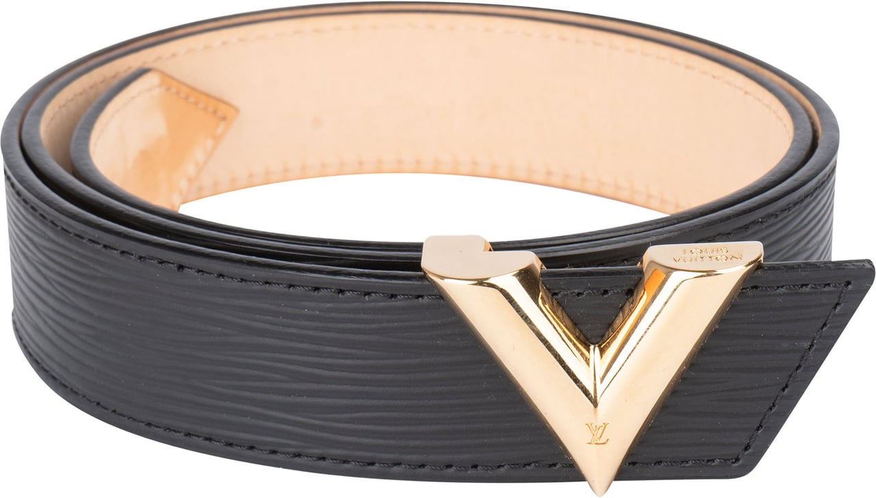 Louis Vuitton Louis Vuitton Noir Epi Leather V Women Belt (80) Zwart