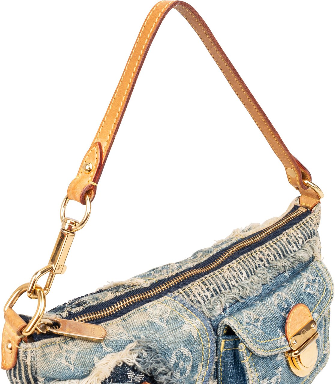 Louis Vuitton Louis Vuitton Denim Patchwork Monogram Pochette Shoulder Bag Blauw