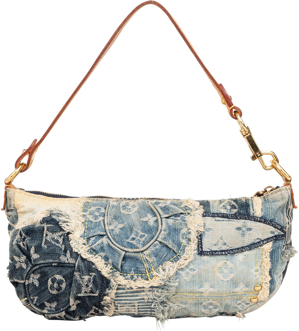 Louis Vuitton Louis Vuitton Denim Patchwork Monogram Pochette Shoulder Bag Blauw