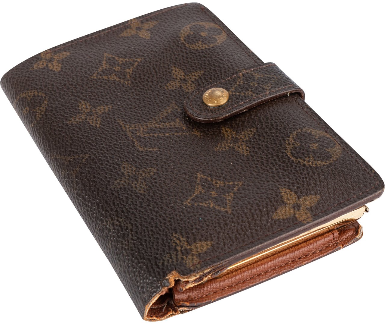 Louis Vuitton Louis Vuitton Canvas Monogram Compact Clip Wallet Bruin