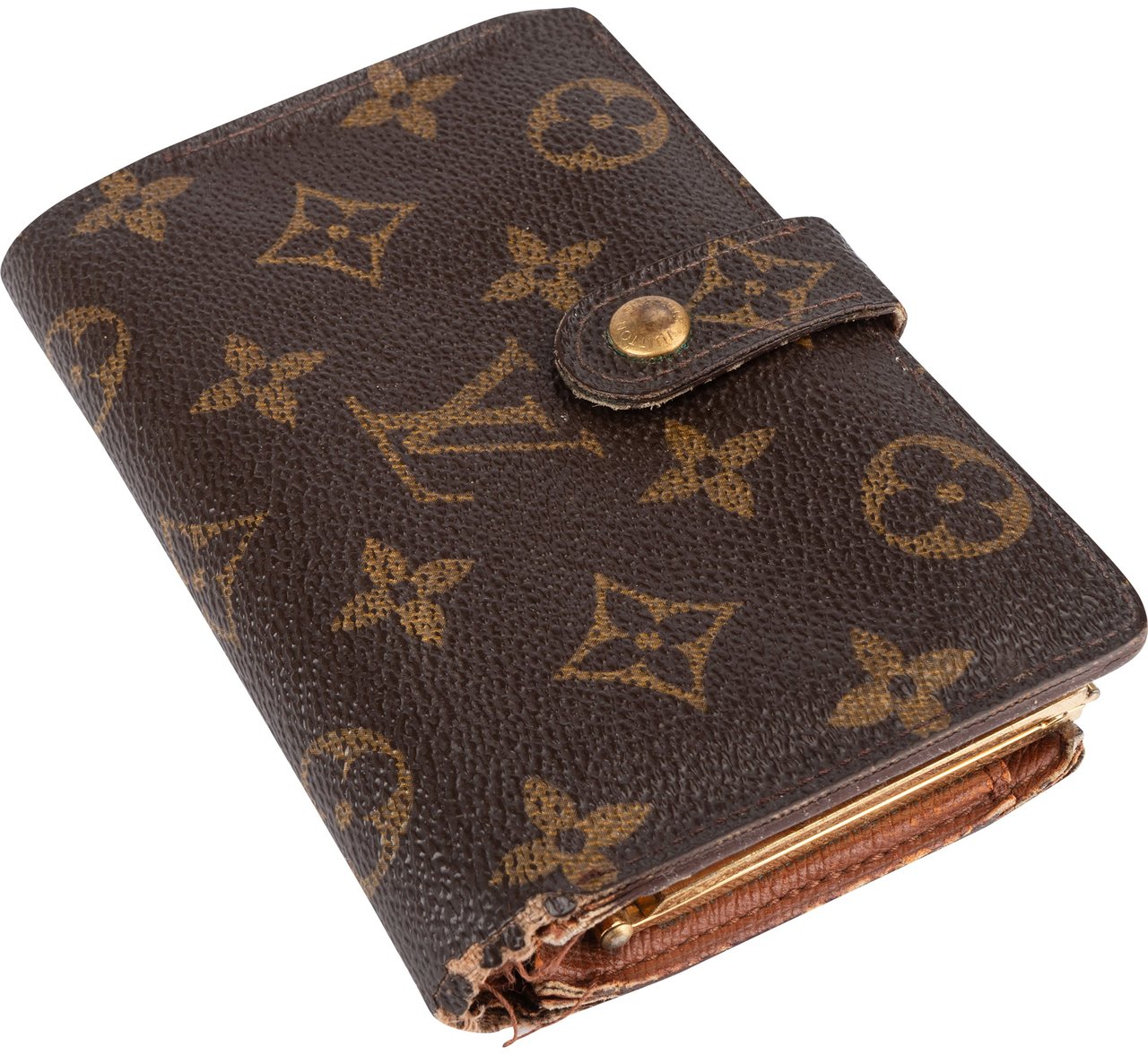 Louis Vuitton Louis Vuitton Canvas Monogram Compact Clip Wallet Bruin