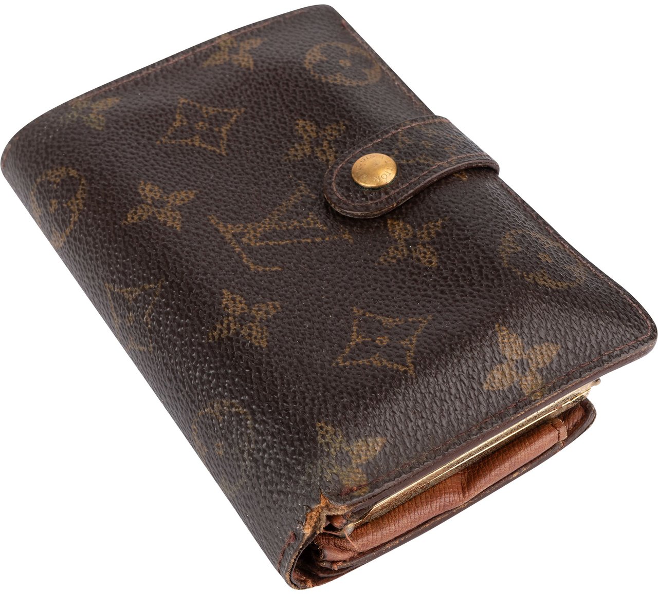 Louis Vuitton Louis Vuitton Canvas Monogram Compact Clip Wallet Bruin