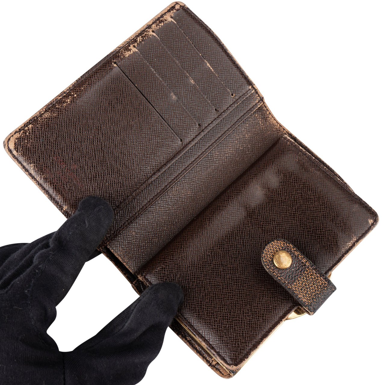 Louis Vuitton Damier Ebene Monogram Compact Clip Wallet Bruin