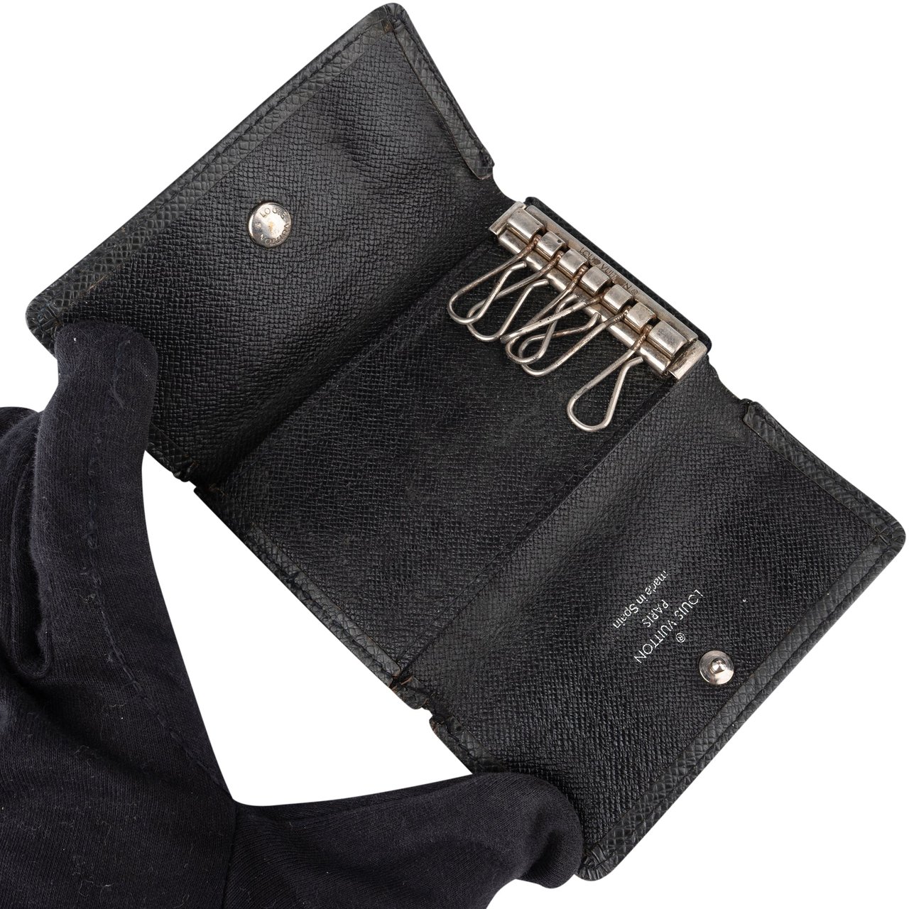 Louis Vuitton Louis Vuitton Noir Taiga Leather Keyholder Zwart