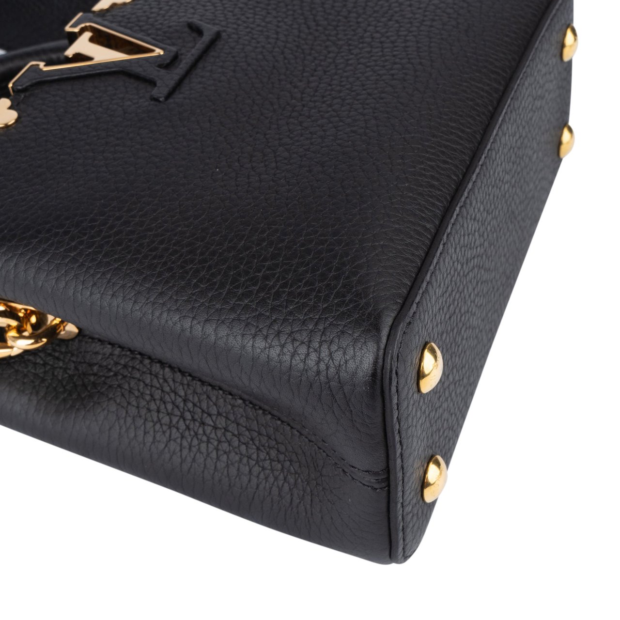 Louis Vuitton Louis Vuitton Taurillon Leather Flower Mini Capucines BB Handbag Zwart