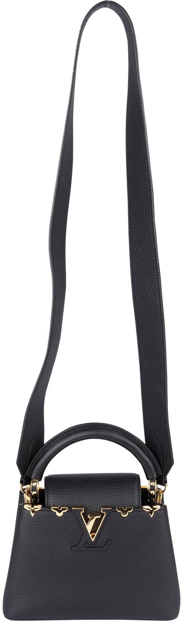 Louis Vuitton Louis Vuitton Taurillon Leather Flower Mini Capucines BB Handbag Zwart