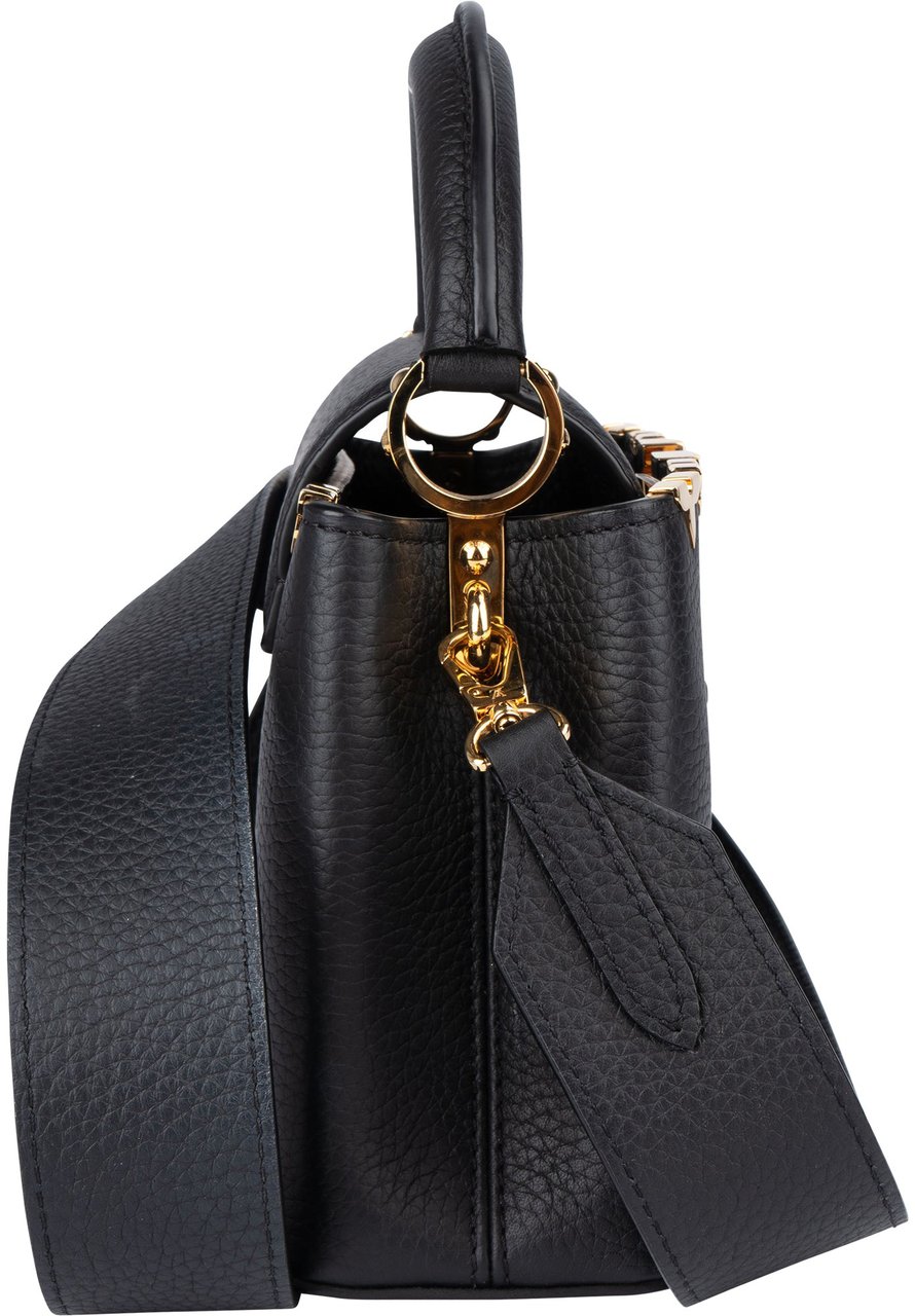 Louis Vuitton Louis Vuitton Taurillon Leather Flower Mini Capucines BB Handbag Zwart