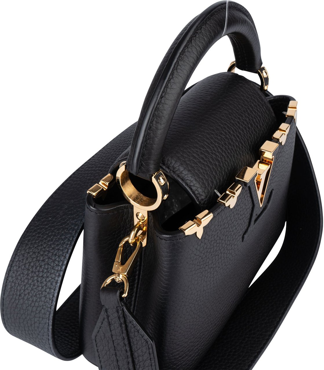 Louis Vuitton Louis Vuitton Taurillon Leather Flower Mini Capucines BB Handbag Zwart