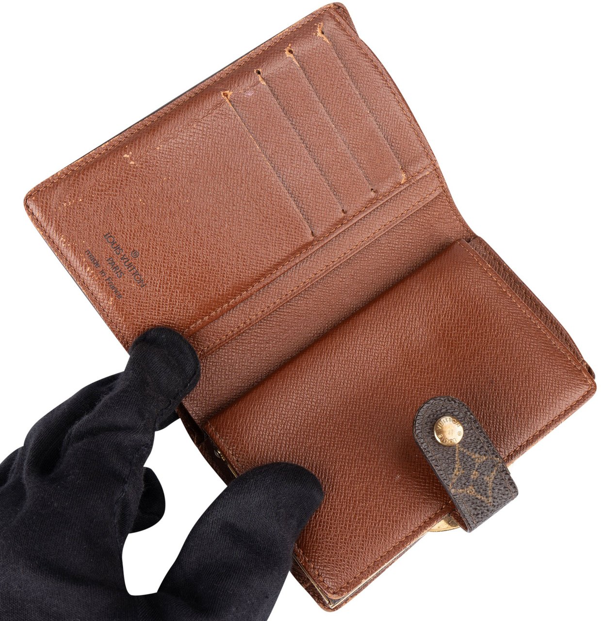 Louis Vuitton Louis Vuitton Canvas Monogram Compact Clip Wallet Bruin