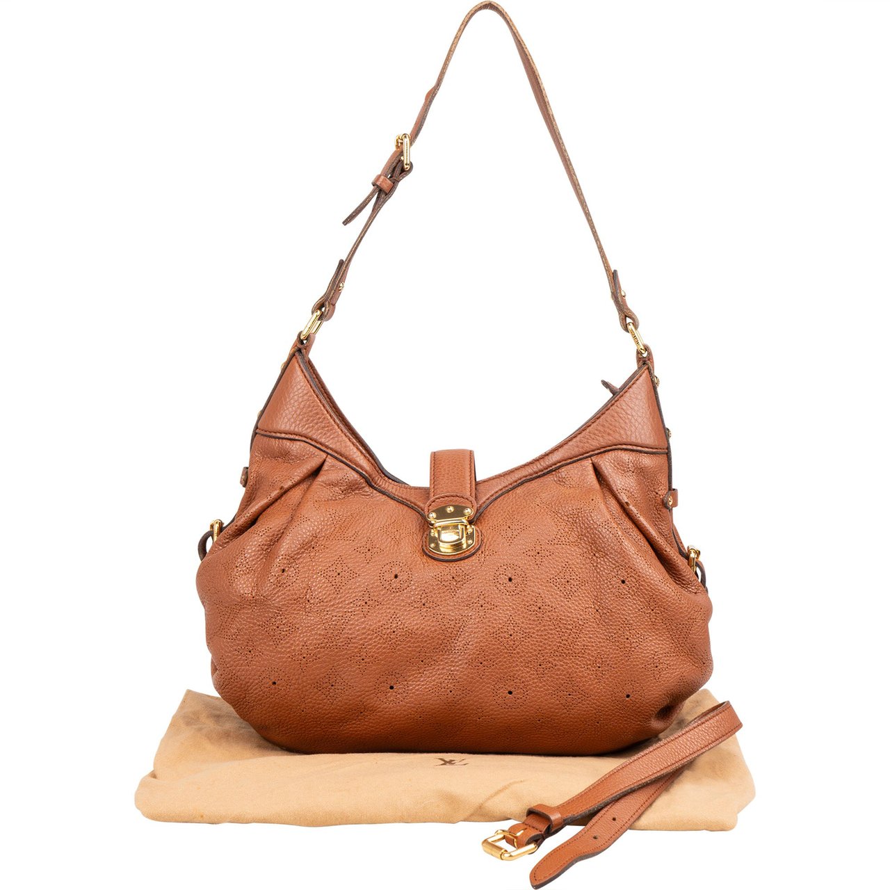 Louis Vuitton Louis Vuitton Leather Monogram Mahina Shoulder Bag Bruin