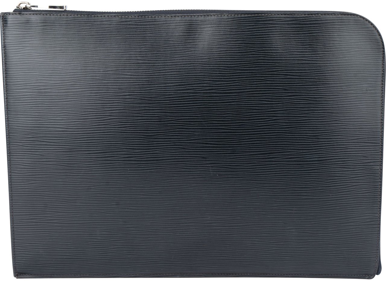 Louis Vuitton Louis Vuitton Noir Epi Leather Laptop Clutch Zwart