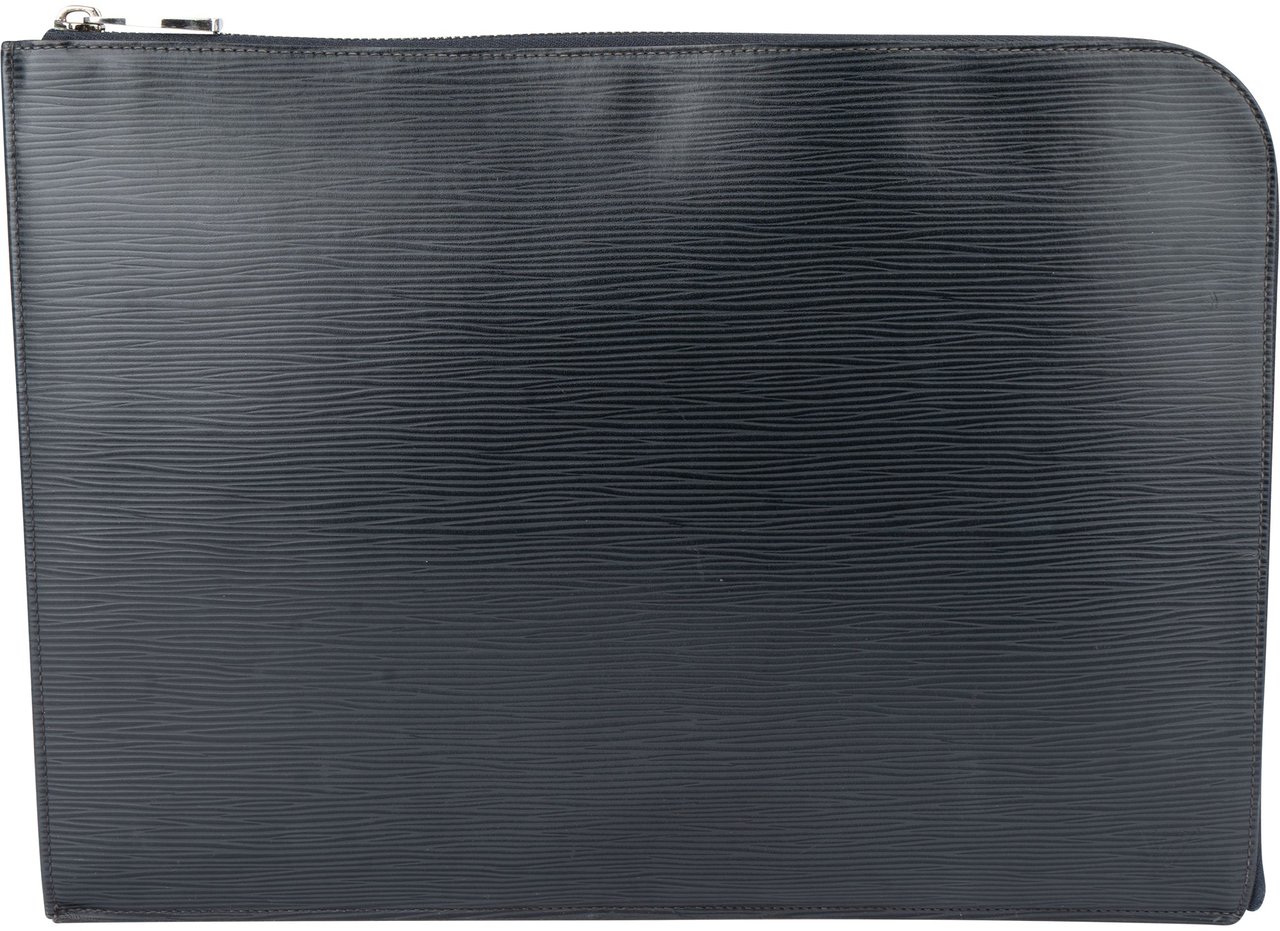 Louis Vuitton Louis Vuitton Noir Epi Leather Laptop Clutch Zwart